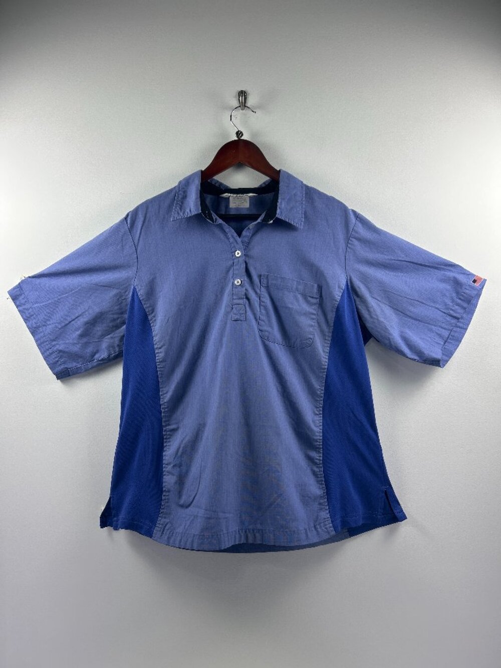 Waffle House Uniform Shirt Women's XL Blue Colorblock Work Shirt